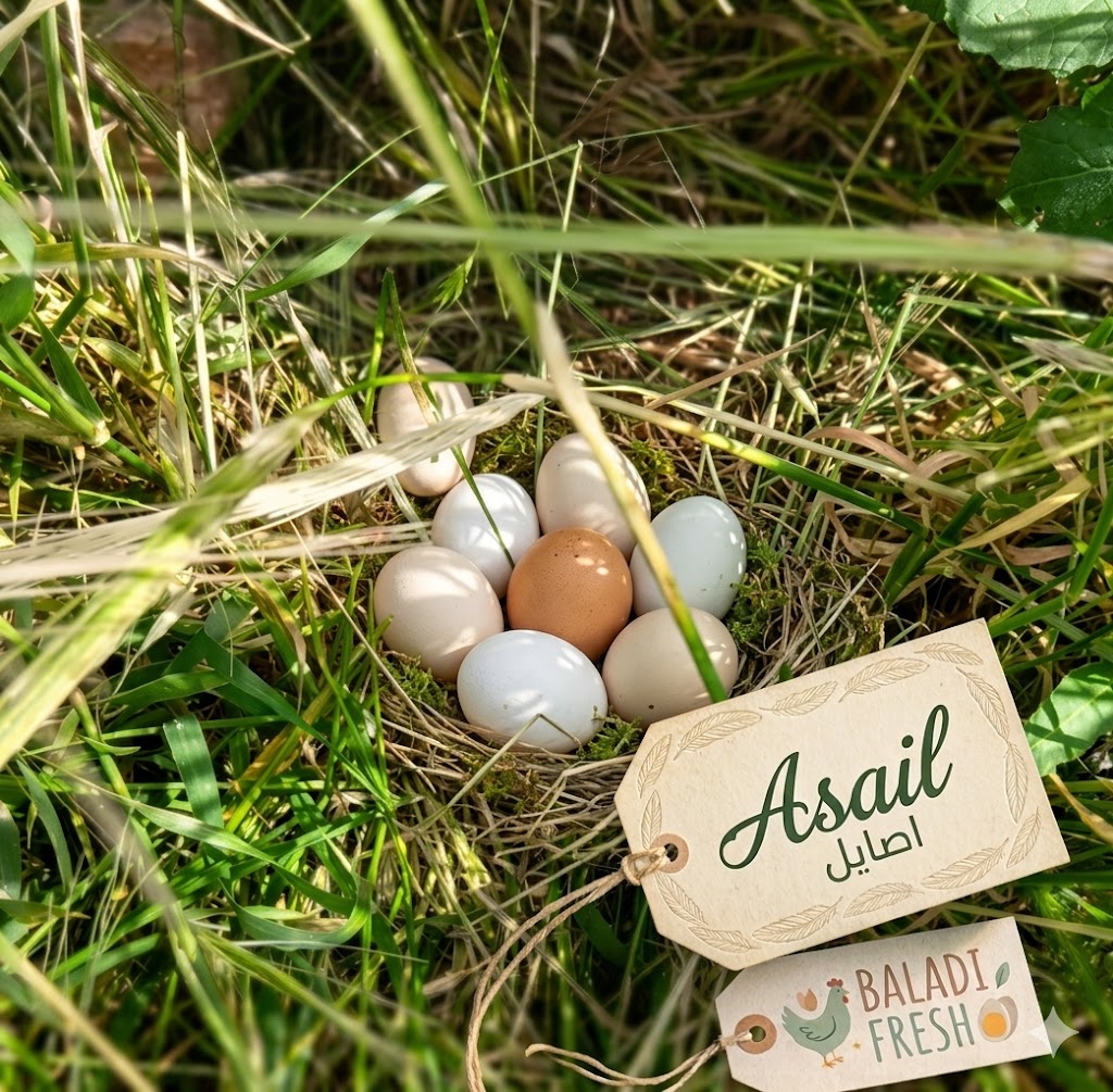 Pasture-raised baladi eggs nestled naturally among wild plants on open pasture land in Jordan - 2